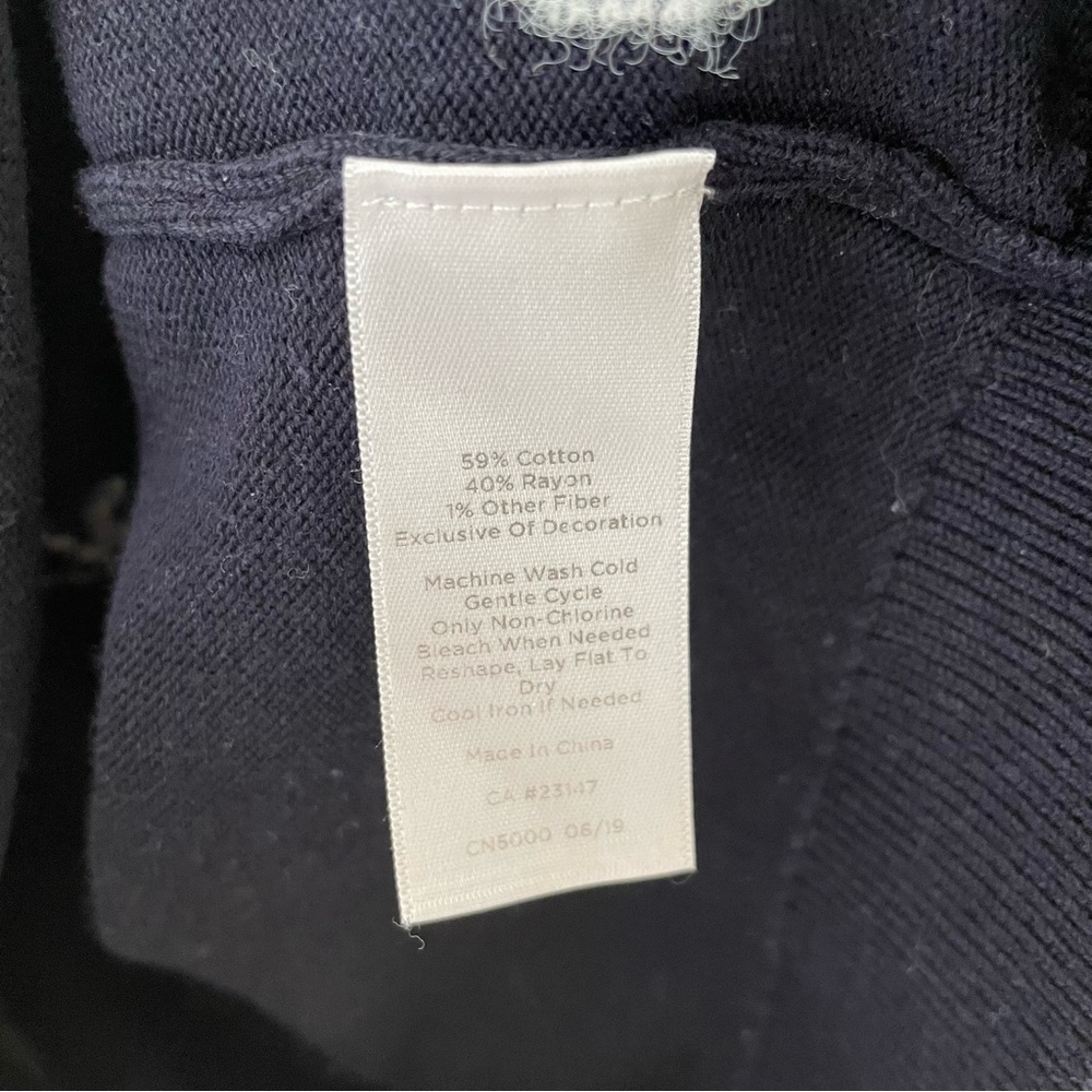 🔻LAST CHANCE🔻 TALBOTS Women's Navy Blue Fuzzy Polar Bear Cotton Blend Sweater - Picture 6 of 7